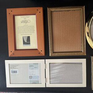 Lot Of 6 Multi Colored Picture Frames Most With Glass - Vintage